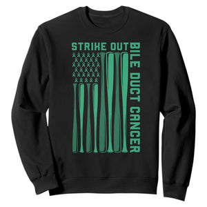 Strike Out Bile Duct Cancer Sweatshirt Baseball American Flag Hope Gift