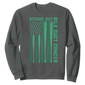 Strike Out Bile Duct Cancer Sweatshirt Baseball American Flag Hope Gift