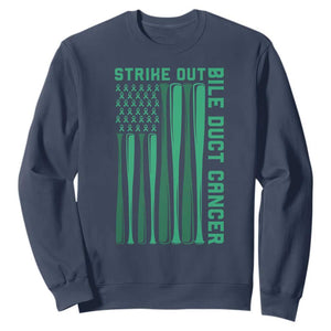 Strike Out Bile Duct Cancer Sweatshirt Baseball American Flag Hope Gift