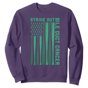 Strike Out Bile Duct Cancer Sweatshirt Baseball American Flag Hope Gift