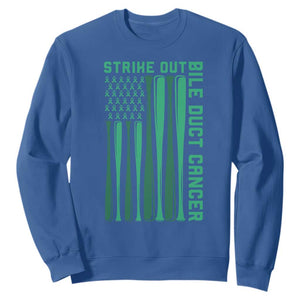 Strike Out Bile Duct Cancer Sweatshirt Baseball American Flag Hope Gift