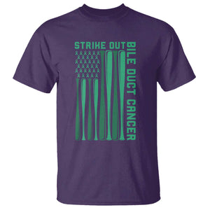 Strike Out Bile Duct Cancer T Shirt Baseball American Flag Hope Gift