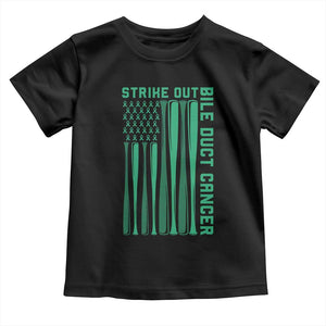 Strike Out Bile Duct Cancer Toddler T Shirt Baseball American Flag Hope Gift