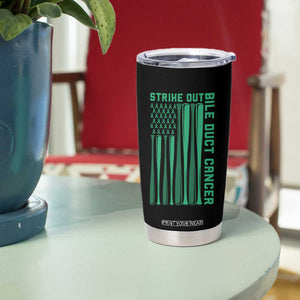 Strike Out Bile Duct Cancer Tumbler Cup Baseball American Flag Hope Gift