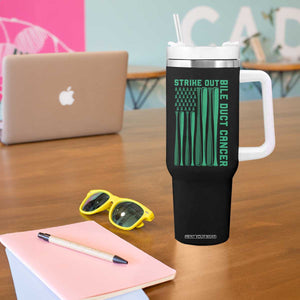 Strike Out Bile Duct Cancer Tumbler With Handle Baseball American Flag Hope Gift