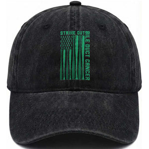 Strike Out Bile Duct Cancer Washed Cotton Baseball Cap Baseball American Flag Hope Gift