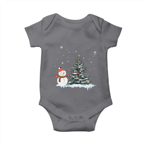 Christmas Snowman Baby Onesie Funny Snowmen With Christmas Tree TS12 Charcoal Print Your Wear