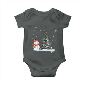 Christmas Snowman Baby Onesie Funny Snowmen With Christmas Tree TS12 Dark Heather Print Your Wear