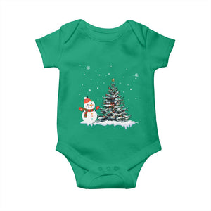 Christmas Snowman Baby Onesie Funny Snowmen With Christmas Tree TS12 Irish Green Print Your Wear