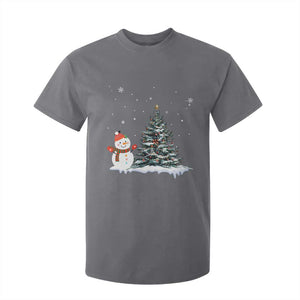 Christmas Snowman T Shirt For Kid Funny Snowmen With Christmas Tree TS12 Charcoal Print Your Wear