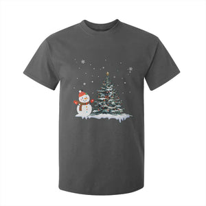 Christmas Snowman T Shirt For Kid Funny Snowmen With Christmas Tree TS12 Dark Heather Print Your Wear