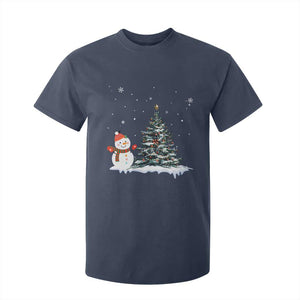 Christmas Snowman T Shirt For Kid Funny Snowmen With Christmas Tree TS12 Navy Print Your Wear