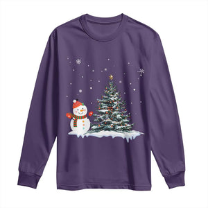 Christmas Snowman Long Sleeve Shirt Funny Snowmen With Christmas Tree TS12 Purple Print Your Wear