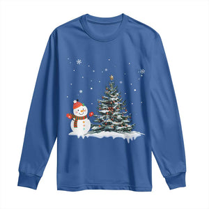 Christmas Snowman Long Sleeve Shirt Funny Snowmen With Christmas Tree TS12 Royal Blue Print Your Wear