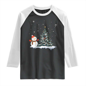 Christmas Snowman Raglan Shirt Funny Snowmen With Christmas Tree TS12 Black White Print Your Wear