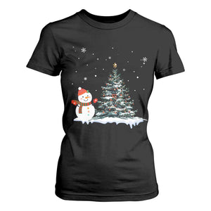 Christmas Snowman T Shirt For Women Funny Snowmen With Christmas Tree TS12 Black Print Your Wear
