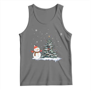 Christmas Snowman Tank Top Funny Snowmen With Christmas Tree TS12 Black Heather Print Your Wear