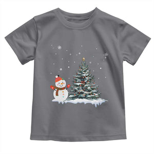 Christmas Snowman Toddler T Shirt Funny Snowmen With Christmas Tree TS12 Charcoal Print Your Wear