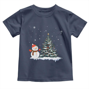 Christmas Snowman Toddler T Shirt Funny Snowmen With Christmas Tree TS12 Navy Print Your Wear
