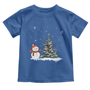 Christmas Snowman Toddler T Shirt Funny Snowmen With Christmas Tree TS12 Royal Blue Print Your Wear