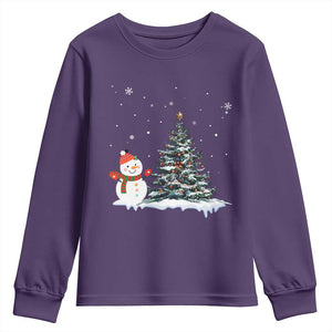Christmas Snowman Youth Sweatshirt Funny Snowmen With Christmas Tree TS12 Purple Print Your Wear
