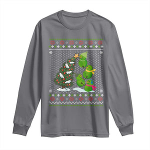 Christmas Snowman Squad Long Sleeve Shirt Funny Holiday Snowmen With Xmas Tree TS12 Charcoal Print Your Wear