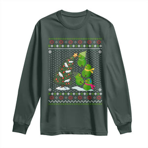 Christmas Snowman Squad Long Sleeve Shirt Funny Holiday Snowmen With Xmas Tree TS12 Dark Forest Green Print Your Wear