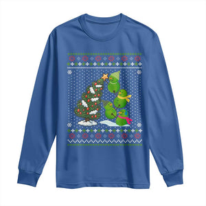 Christmas Snowman Squad Long Sleeve Shirt Funny Holiday Snowmen With Xmas Tree TS12 Royal Blue Print Your Wear