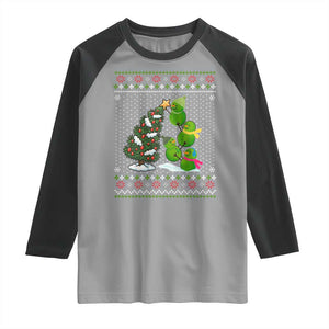 Christmas Snowman Squad Raglan Shirt Funny Holiday Snowmen With Xmas Tree TS12 Sport Gray Black Print Your Wear