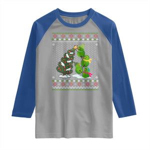 Christmas Snowman Squad Raglan Shirt Funny Holiday Snowmen With Xmas Tree TS12 Sport Gray Royal Print Your Wear