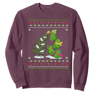Christmas Snowman Squad Sweatshirt Funny Holiday Snowmen With Xmas Tree TS12 Maroon Print Your Wear