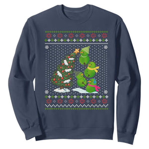 Christmas Snowman Squad Sweatshirt Funny Holiday Snowmen With Xmas Tree TS12 Navy Print Your Wear