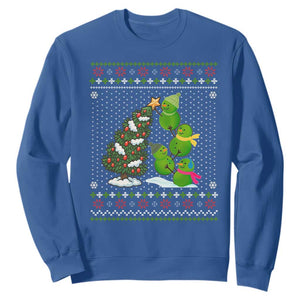 Christmas Snowman Squad Sweatshirt Funny Holiday Snowmen With Xmas Tree TS12 Royal Blue Print Your Wear