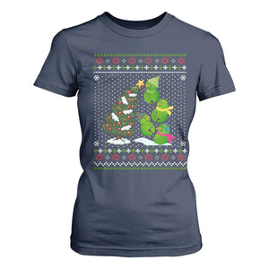 Christmas Snowman Squad T Shirt For Women Funny Holiday Snowmen With Xmas Tree TS12 Navy Print Your Wear