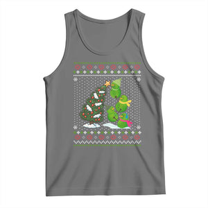 Christmas Snowman Squad Tank Top Funny Holiday Snowmen With Xmas Tree TS12 Black Heather Print Your Wear