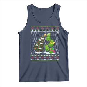 Christmas Snowman Squad Tank Top Funny Holiday Snowmen With Xmas Tree TS12 Navy Print Your Wear