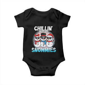 Christmas Snowman Baby Onesie Chillin With My Snowmies Christmas Snowman TS12 Black Print Your Wear