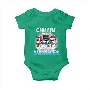 Christmas Snowman Baby Onesie Chillin With My Snowmies Christmas Snowman TS12 Irish Green Print Your Wear