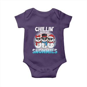 Christmas Snowman Baby Onesie Chillin With My Snowmies Christmas Snowman TS12 Purple Print Your Wear