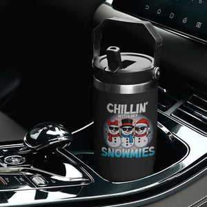 Christmas Snowman Flip Straw Tumbler Chillin With My Snowmies Christmas Snowman TS12 Print Your Wear