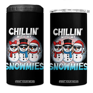 Christmas Snowman 4 in 1 Can Cooler Tumbler Chillin With My Snowmies Christmas Snowman TS12 One Size: 16 oz Black Print Your Wear