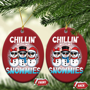 Xmas Snowman Christmas Ornament Chillin With My Snowmies Christmas Snowman TS12 Oval Red Print Your Wear