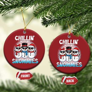 Xmas Snowman Christmas Ornament Chillin With My Snowmies Christmas Snowman TS12 Circle Red Print Your Wear