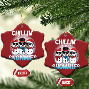Xmas Snowman Christmas Ornament Chillin With My Snowmies Christmas Snowman TS12 Snow Flake Red Print Your Wear