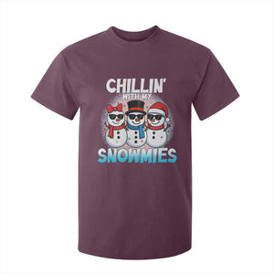 Christmas Snowman T Shirt For Kid Chillin With My Snowmies Christmas Snowman TS12 Maroon Print Your Wear