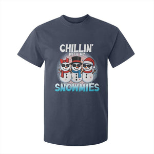 Christmas Snowman T Shirt For Kid Chillin With My Snowmies Christmas Snowman TS12 Navy Print Your Wear