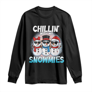 Christmas Snowman Long Sleeve Shirt Chillin With My Snowmies Christmas Snowman TS12 Black Print Your Wear