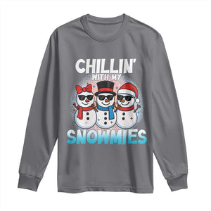 Christmas Snowman Long Sleeve Shirt Chillin With My Snowmies Christmas Snowman TS12 Charcoal Print Your Wear