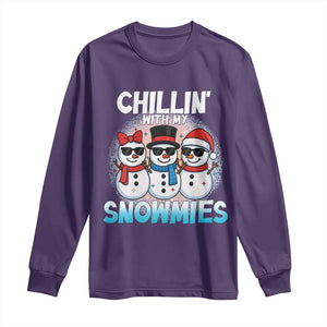 Christmas Snowman Long Sleeve Shirt Chillin With My Snowmies Christmas Snowman TS12 Purple Print Your Wear