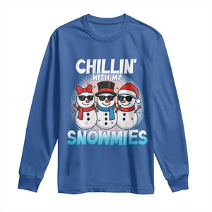 Christmas Snowman Long Sleeve Shirt Chillin With My Snowmies Christmas Snowman TS12 Royal Blue Print Your Wear